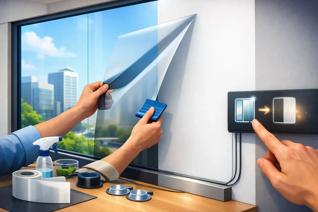 Come installare smart film switch sul vetro