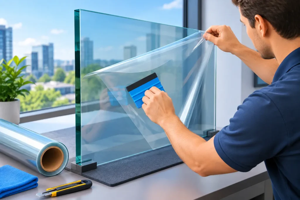 Applicare pellicola di sicurezza al vetro temperato